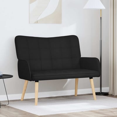 vidaXL - 2-Zits - Sofa - Zwart - 115 - x - 61 - x - 87 - cm - Stof