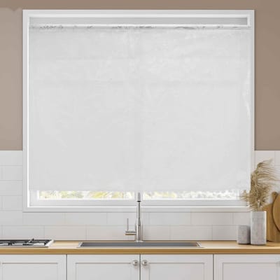 Lichtfilterende korte keukengordijnen in wit voor badkamer of kelder, 63 x 100 cm, 1 stuk, ideaal voor privacy en sfeer