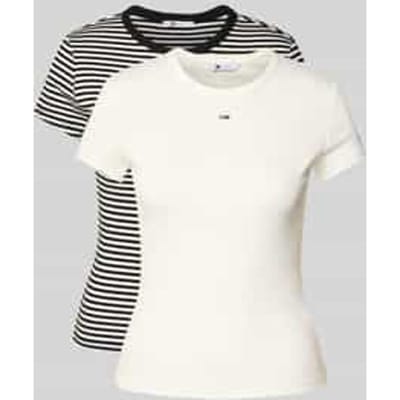 Tommy Hilfiger Tjw 2-pack Slim Essential T-shirt Ecru/ Black White Stripe Maat: XS | Tops Outlet | Dames | Zwart