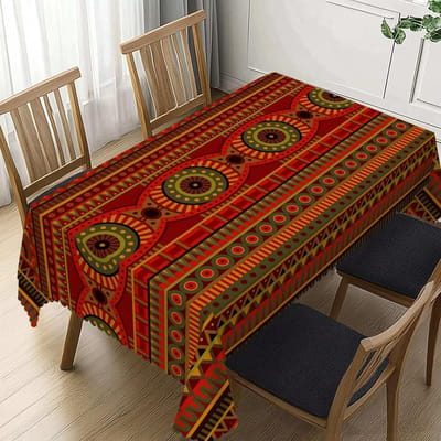Afrikaanse Stammen Etnische Stijl Rechthoekige Waterdichte Tafelkleed Tafel Decoratie Herbruikbaar Keuken Eettafelkleed Feestdecoratie 90x140cm red