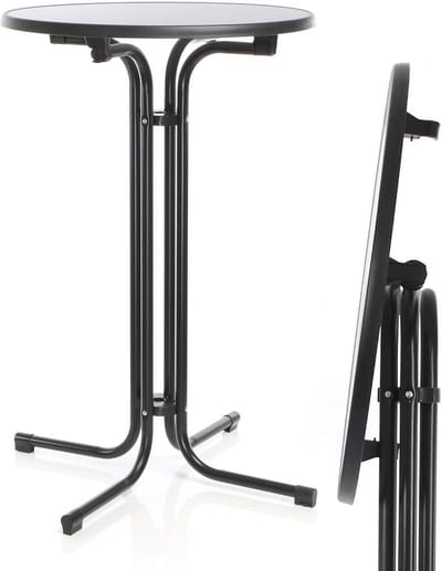 Ronde Bistrotafel Zwart Ø70 cm - Vouwbare Tafel voor Binnen en Buiten, Hoogte 110 cm