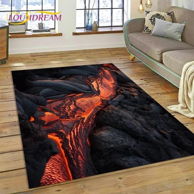 Vulkaan 3D Lava Magma Vloerkleed Tapijt voor Woonkamer Slaapkamer Huisdecoratie, Vloermat Antislip Decoratie voor Bank Keuken Deurmat Cadeau 200x160cm( 78x62in )