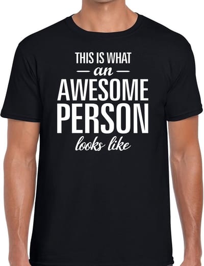 Awesome Person tekst t-shirt zwart heren - heren fun tekst shirt zwart S