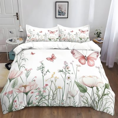 Tweezijdig Dekbedovertrek Fantasy Art Waterverf Vlinder Microvezel Beddengoedsets, Beddengoed Fantasy Vlinder Dekbedovertreksets 260X240cm 3pcs