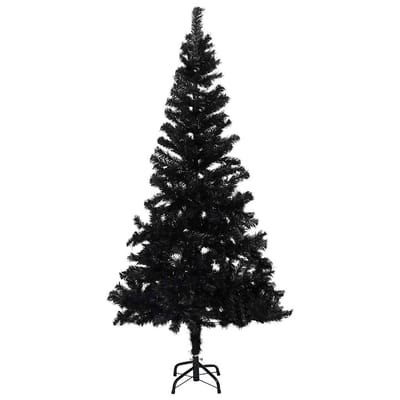 vidaXL - Kunstkerstboom - met - verlichting - en - kerstballen - 150 - cm - PVC - zwart