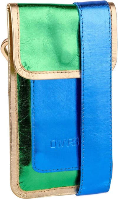 DWRS metallic leren telefoontasje Izmir groen/blauw