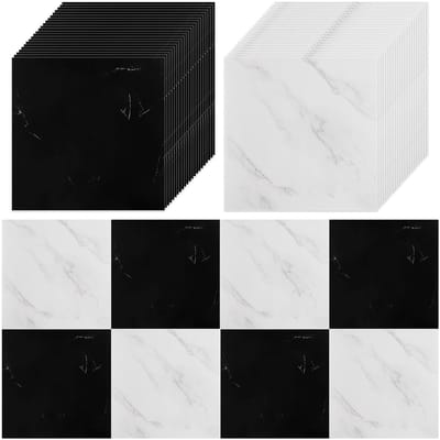 Dailygoods- Vloertegels Zelfklevend 30 x 30 cm - PVC Vloerbedekking - Zwart/Wit Marmer - 40 Stuks - Waterbestendig - Geschikt voor Keuken/Woonkamer/Badkamer - Vinylvloer