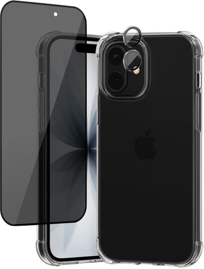 Hoesje geschikt voor iPhone 17 - Privacy Screenprotector Volledig Dekkend Glas & Camera Protector - Shockproof Transparant