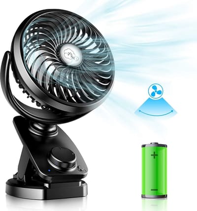 Verbeterde 2-in-1 Mini-USB Clipventilator met 5000 mAh - Stil, Traploze Snelheid - USB-Oplaadbaar - Draagbaar voor Kantoor en Camping Ø145 cm