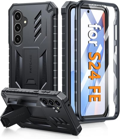 Geschikt voor Samsung Galaxy S24 FE 5G - Stootvast met antislip - Militaire - Tweelaagse Back Cover Hoesje - Zwart