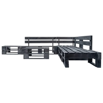 vidaXL - 6-delige - Loungeset - pallet - hout - zwart