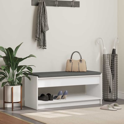 vidaXL - Hallenbank - Wit - 103 - x - 38 - x - 45 - cm - Geengineerd - Hout - en - Stof