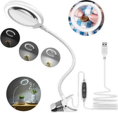 Vergrootglas met Licht en Statief - Dimbare Vergrootlamp met Klem voor Werken, Lezen en Repareren - Ideaal voor DIY Projecten en Hobby's