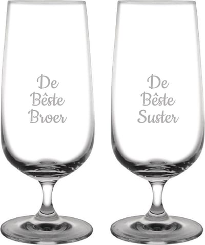 Gegraveerde bierglas op voet 41cl De Bêste Broer- De Bêste Suster