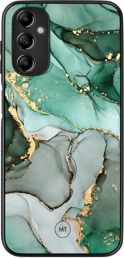 Hoesje geschikt voor Samsung Galaxy A14 5G - Marble Design - TPU Hard Case Backcover - Grijs, Groen - Mooie Telefoonhoesjes
