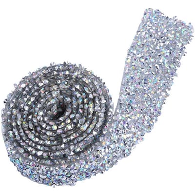 1 Yard 3cm Largeur Étincelant Dos Colle Cristal Strass Bande Décorative Ceinture AB Color gray