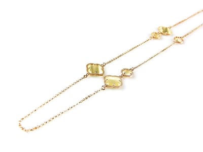 model Fiori fantasie collier in zilver roze verguld model fiori rond en klaver parelmoer