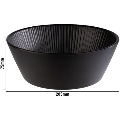GGM Gastro (6 Stück) Schale - NERO - Melamin - 1,2 Liter - Ø 205mm - Schwarz