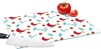 Glazen Snijplank - 39x28 - Patronen - Dieren - Kip - Snijplanken Glas