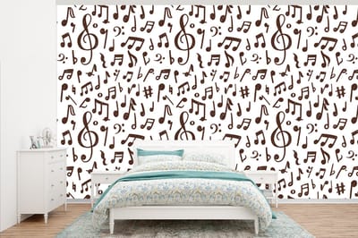 Behang - Fotobehang Muzieknoten - Patronen - Muziek - Breedte 345 cm x hoogte 220 cm