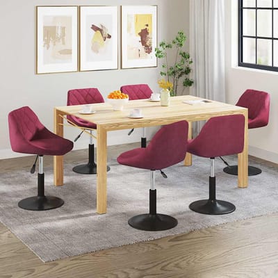 vidaXL Eetkamerstoelen draaibaar 6 st fluweel wijnrood