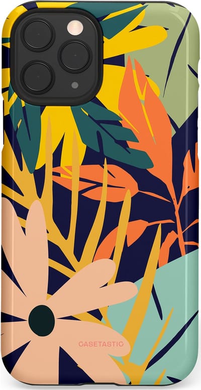 Casetastic Hoesje Geschikt voor Apple iPhone 11 Pro - Stijlvolle Beschermende Duo-layer Case - Ruwe bloemen
