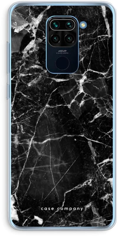 Case Company® - Hoesje geschikt voor Xiaomi Redmi Note 9 hoesje - Zwart Marmer - Soft Cover Telefoonhoesje - Bescherming aan alle Kanten en Schermrand