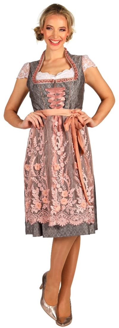Dirndl Lina Volwassenen Vrouwen Grijs Oktoberfest Maat 36 Thetru