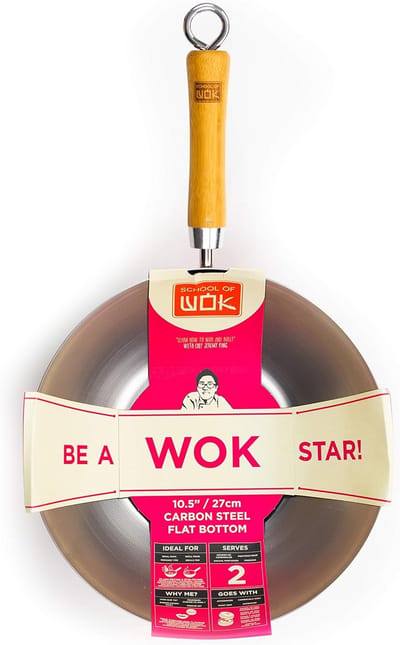 Wokpan met Platte Bodem Koolstofstaal 26.7 cm - Professioneel Kookgerei