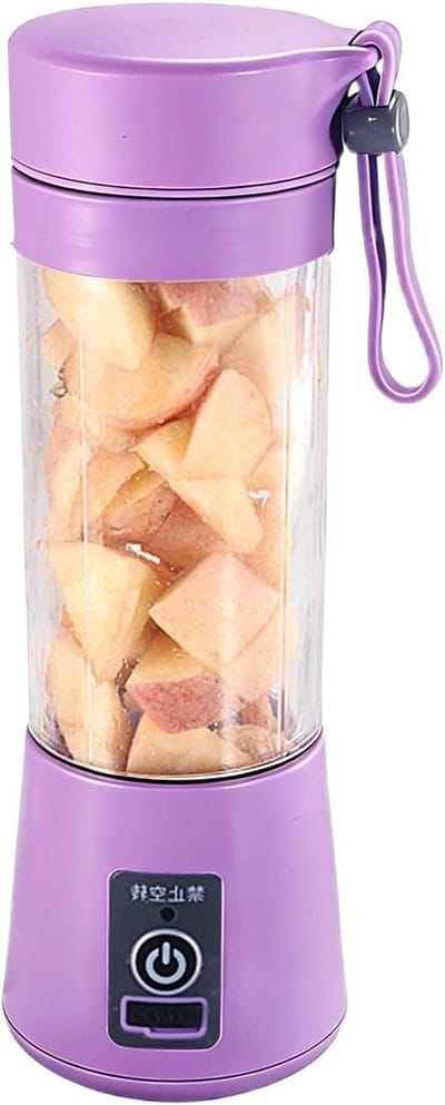 Draagbare Blender - Fruit Shaker Elektrisch - Onderweg Smoothies Maken - Lichtgewicht USB Oplaadbaar - 23 cm Hoog - Paars