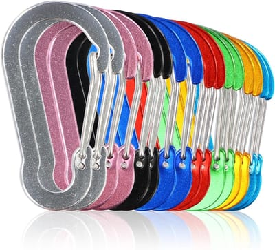 Set van 16 Kleurige Pompoenvormige Aluminium Carabiners - Lichtgewicht en Sterk voor Kamperen, Wandelen, Vissen en Outdoor Activiteiten