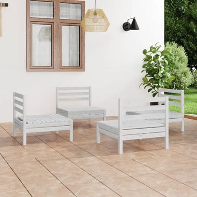 vidaXL - 4-delige - Loungeset - massief - grenenhout - wit