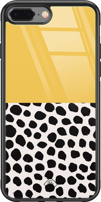 Casimoda® hoesje - Geschikt voor iPhone 8 Plus - Abstract Geel - Luxe Hard Case Zwart - Backcover telefoonhoesje - Geel