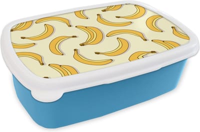 Broodtrommel Blauw - Lunchbox - Brooddoos - Fruit - Design - Banaan - 18x12x6 cm - Kinderen - Jongen