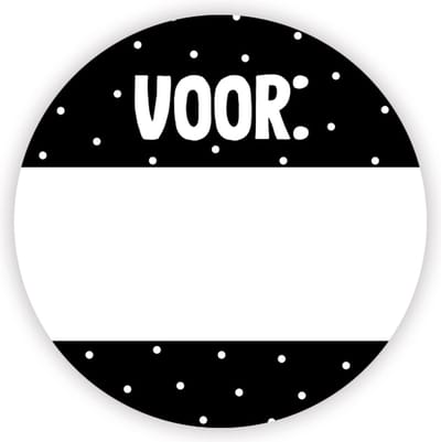Sticker Voor met schrijfruimte - cadeausticker naam - sluitsticker cadeau - sticker inpakken feestdagen - 20 stuks