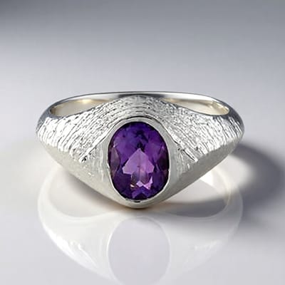 Cavill - Ring 925 Sterling Zilver Platina Geplateerd - Siberische Amethist 1 674 ct Ovaal 9x7 mm - Elegante Paarse Damesring