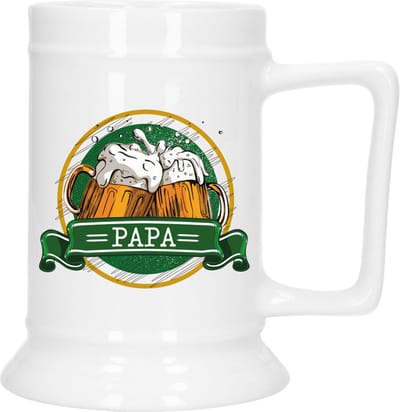 Bellatio Decoration Cadeau Bierpul voor papa - groen - keramiek - 530 ml - Vaderdag