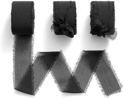 Chiffon Lint Zwart Cadeaulint Decoratie Breed Lint 2,5 cm x 6,4 m voor Bruiloft Knutselen Bruidsboeket DIY Projecten Kerstmis