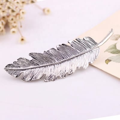 KELERINO. Haarspeld Haarclip Veer - Zilver