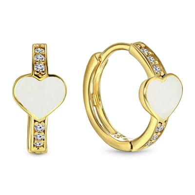 Juwelier Emo - Hart Oorbellen Goud - 14 Karaat – WIT – Diameter 12mm