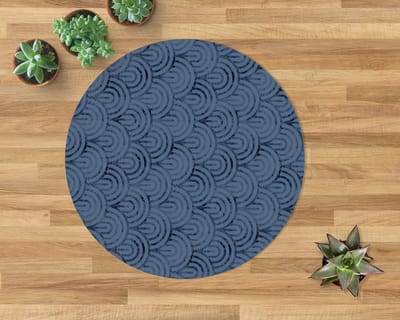 Coloray Vloerbeschermer - Geometrische bogen Stoel Mat - 100x100 cm - Blauw Computer Stoel Mat - Vloerbeschermer Bureaustoelmat - PVC Vloerbeschermer - Ronde Mat - Geometrische patronen Thema