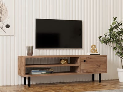 Asir - TV-standaard - Atlantische den - 100% met melamine gecoat spaanplaat - 124 x 34 x 6 cm