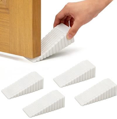 Set van 4 - Rubberen vloerdeurwiggen - 9,5*4*2,7 cm - Deurstoppers - Antislip en duurzaam - Deurstoppers - Deurwiggen - Deurblokkers - Wit