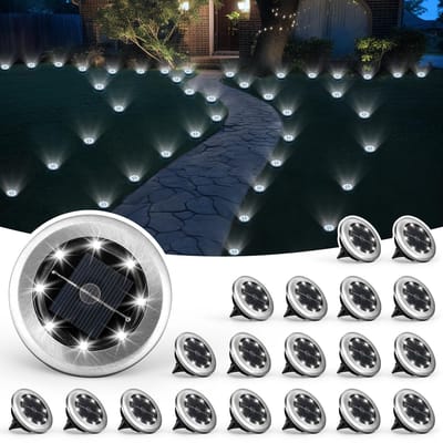 Dailygoods- Zonneverlichting Set van 20 - Mini-Grondlampen op Zonne-energie - Waterdichte Tuinverlichting - Landschapsverlichting - Automatisch Aan/Uit - Duurzame LED's