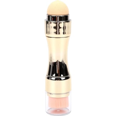 Set de 4 pinceaux de maquillage portables polyvalents pour fard à paupières, fond de teint, blush, lèvres Doré