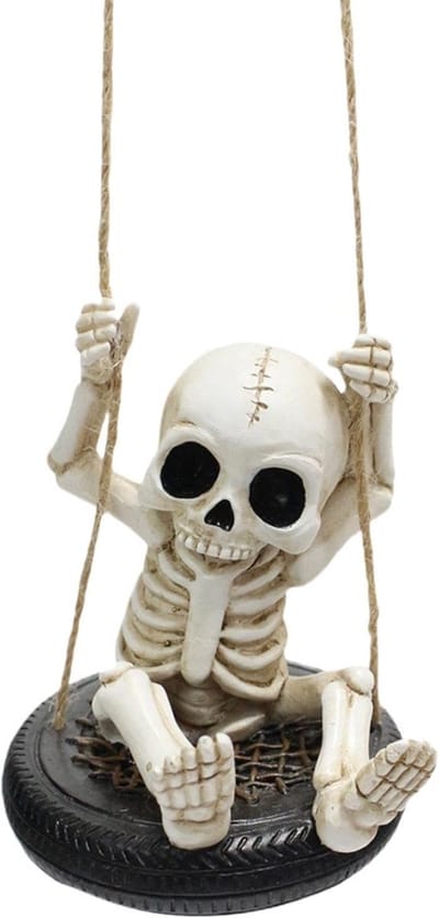 Hangend skeletornament - Bandschommel beeldje - Decoratie ophangen - Duurzame hars constructie - 18 cm - Meerkleurig