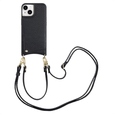 Selencia Hoesje - Geschikt voor Apple iPhone 15 - Backcover met koord en pashouder - Zwart