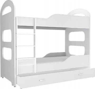 Kinder stapelbed wit - met dubbele matras - 190 x 80 cm
