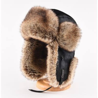 Nieuwe Leren Winter Trapper Hoed Piloot Kunstbont Gevoerde Petten Lei Feng Hoed Winddicht Verdikt Warm Ski Ushanka Heren L-54-58cm- beige