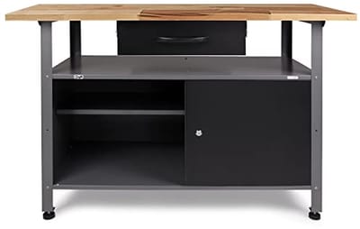 Verstelbare Montagewerkbank 120 cm met Afsluitbare Deur en Massief Werkblad